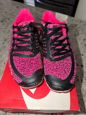 Nike Women’s Black and Hot Pink Leopard Running Shoes